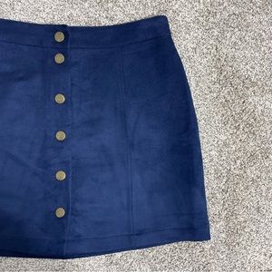 Old Navy || Navy Faux Suede A Line Button Down Skirt‎ Size 4